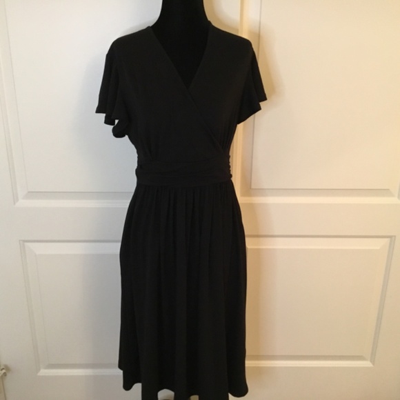 NWT GRECERELLE Black A-Line Midi Dress with Pockets Size Medium - Picture 4 of 8